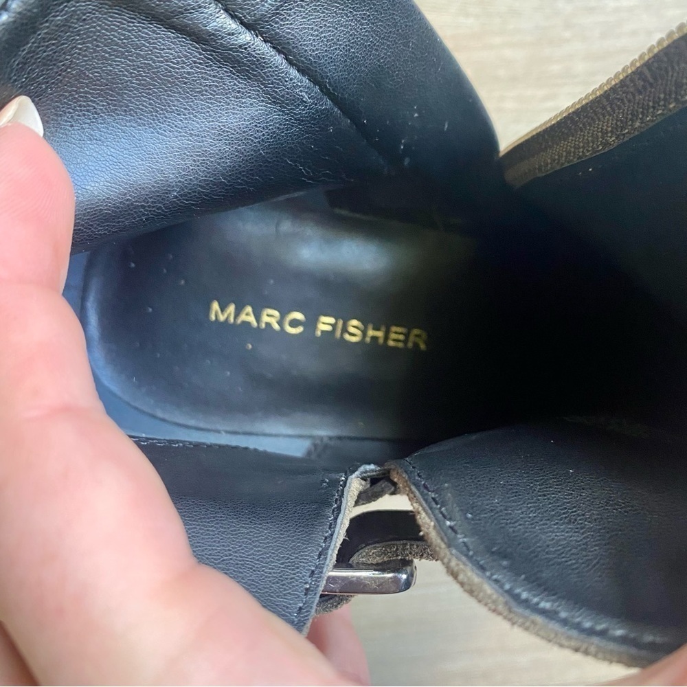 Marc Fisher Green/Gray Suede Pointed Ankle Boots w/ Buckle, Western Style, NWT - Picture 5 of 8